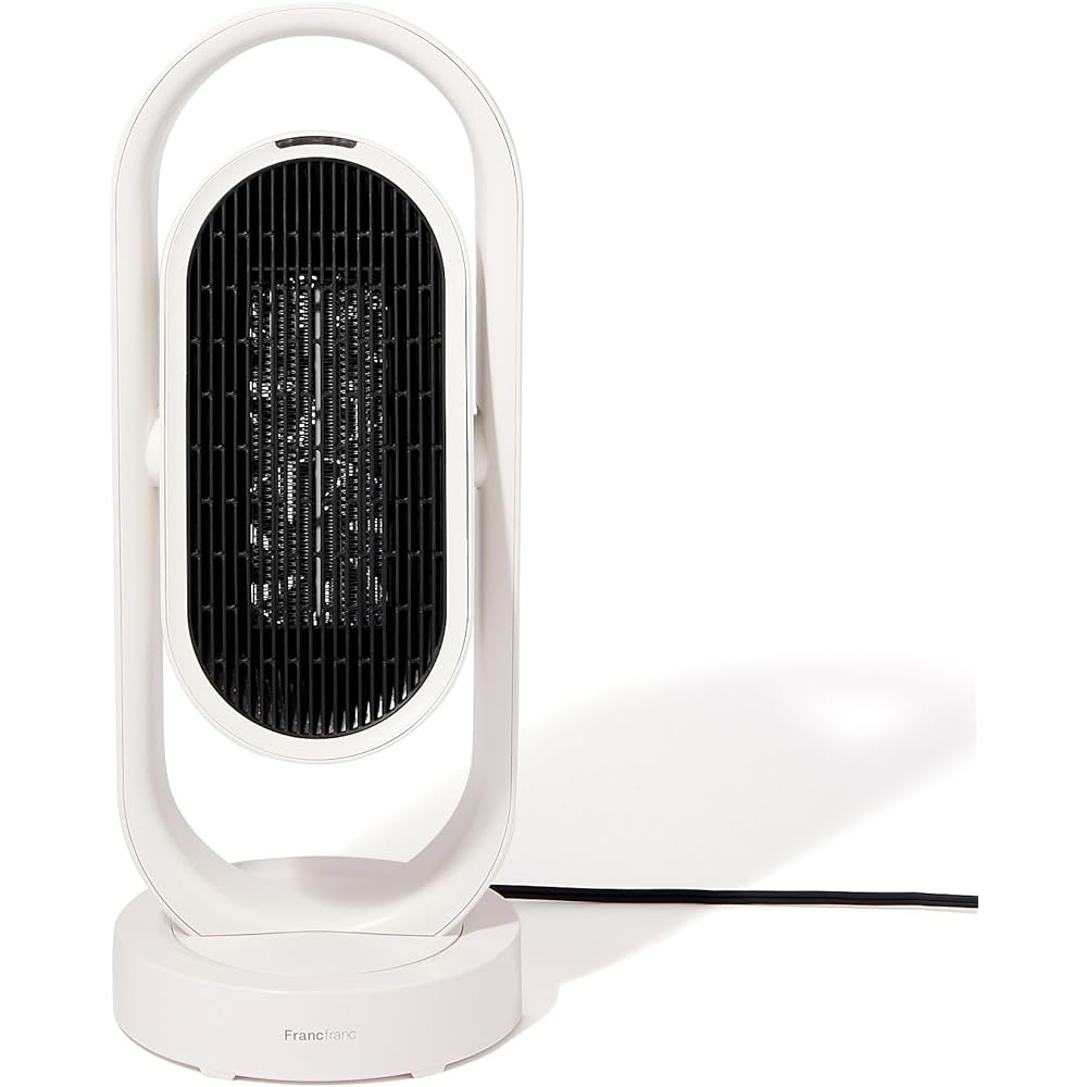 Francfranc Rocco 3D fan heater, white, 2-stage air volume, with ventilation function, automatic off when falling, with timer function, remote control, remote control, filter removal, circulator heater