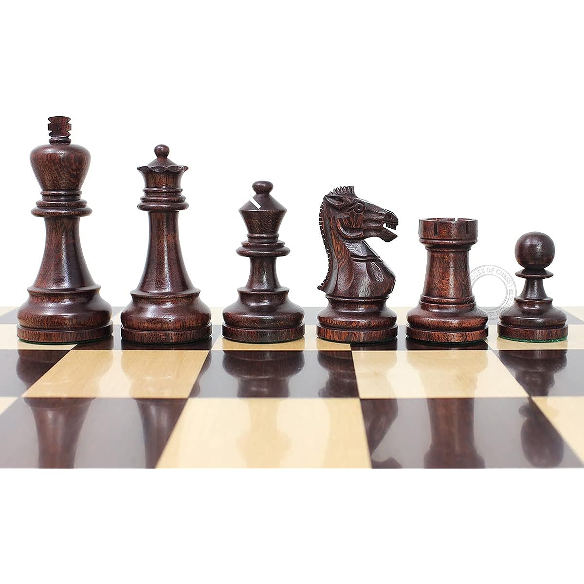 House of Chess - Grandmaster Stun Tournament Chess Set Pieces - King Size: 3-3/4" (Wide Base) + 2 Extra Queens - Lindsey Rosewood/Boxwood