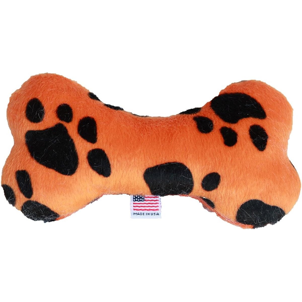 MiragePet 6"L x 3"W Soft Squeaky Plush Dog Bone Toy Orange Paw