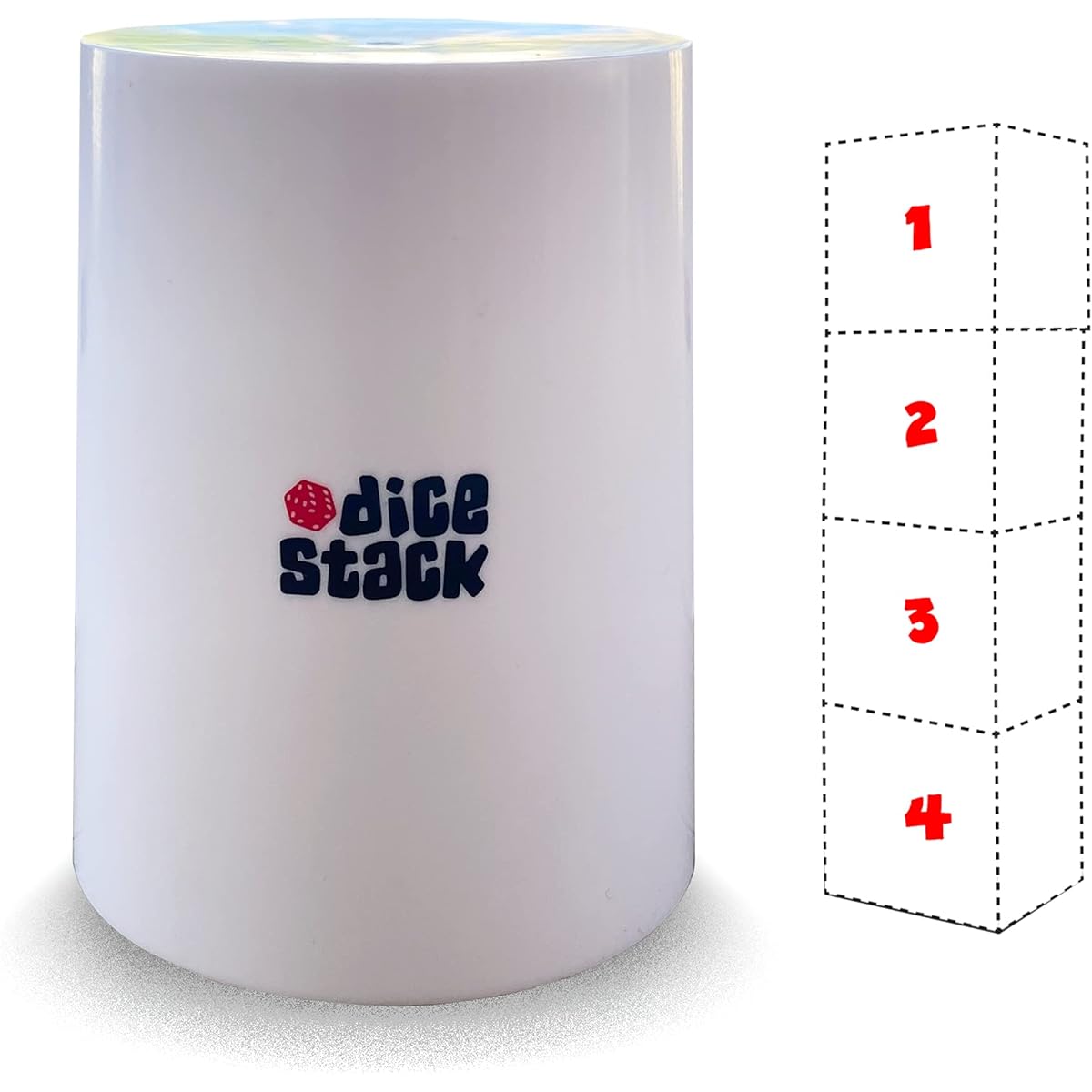 Dice Stacking Cup for 4 Dice Professional Straight Cup White