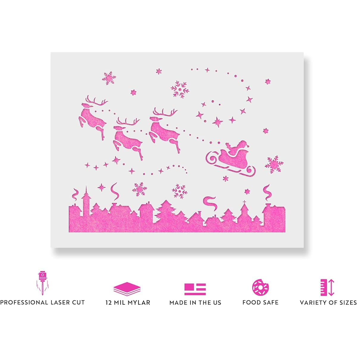 Santa Christmas Eve Stencil - Reusable and Durable Mylar Christmas Stencil Made in the USA