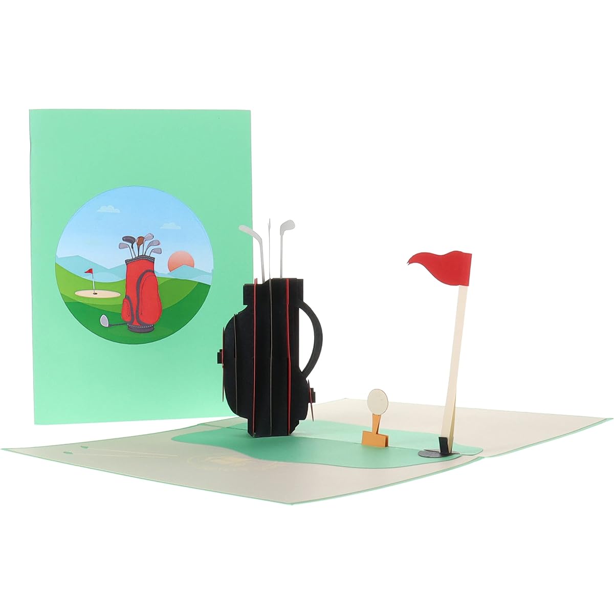 iGifts And Cards Perfect Tee Time 3D Pop Up Greeting Card - Hole in One, Cool Putter, Putting Green, Happy Birthday, Awesome Golf Retirement, Father's Day, Mother's Day, Cute Golfer Gifts, Miss You