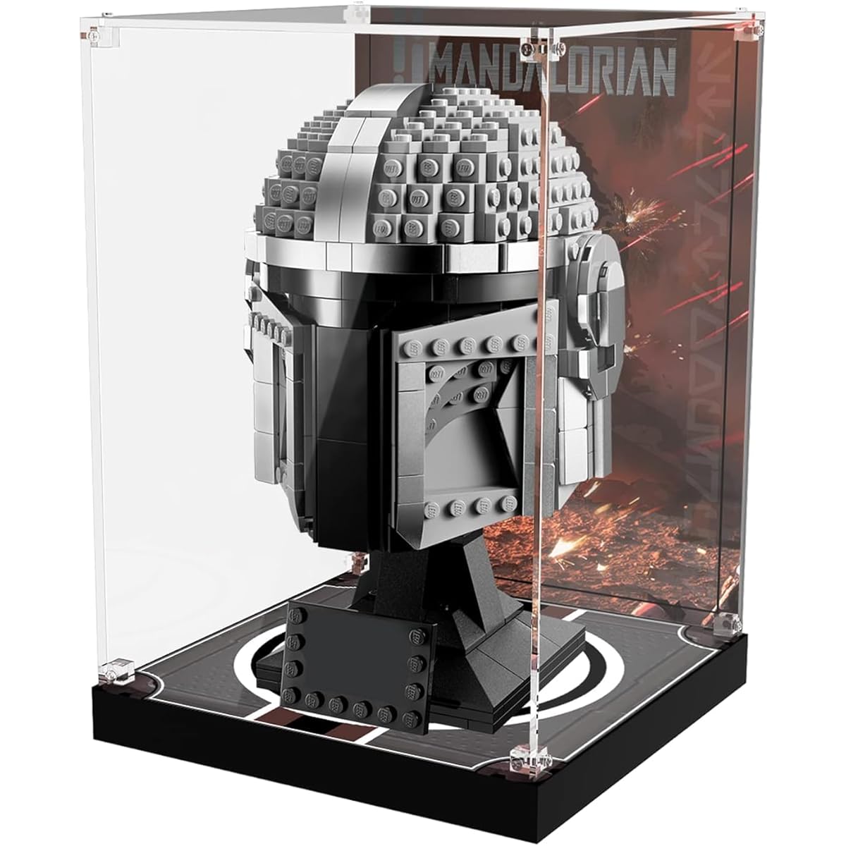 Acrylic Display Case for Lego 75328 Mandalorian Helmet, NAOCARD Assembled Clear Acrylic Box for Collections Customized Case for Home Storage & Organization (7.5 x 7.5 x 10.25 Inch)