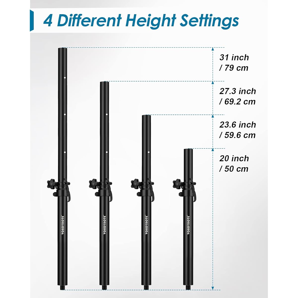 Vondynote Short Speaker Pole Set of 2 Subwoofer Mini Speaker Pole Mount Adjustable Height M20 Thread and 35mm Adapter Speaker Extender