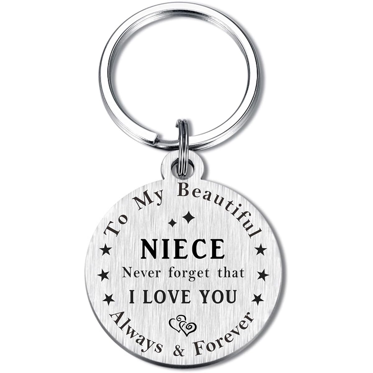 Niece Gifts, Inspirational Niece Keychain. , Silver, Medium