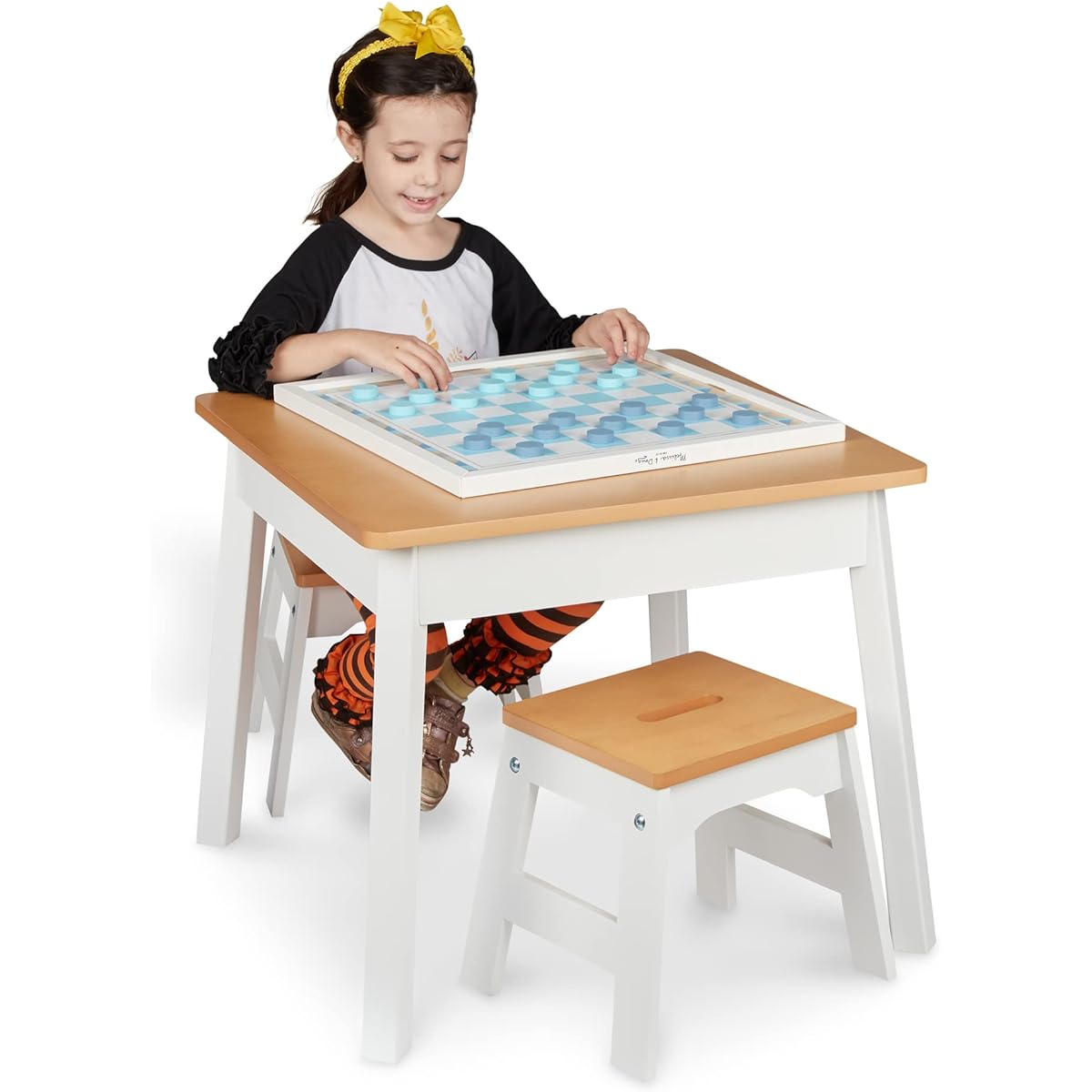 Melissa & Doug Wooden Stool - Stackable 11" Height - Natural/White