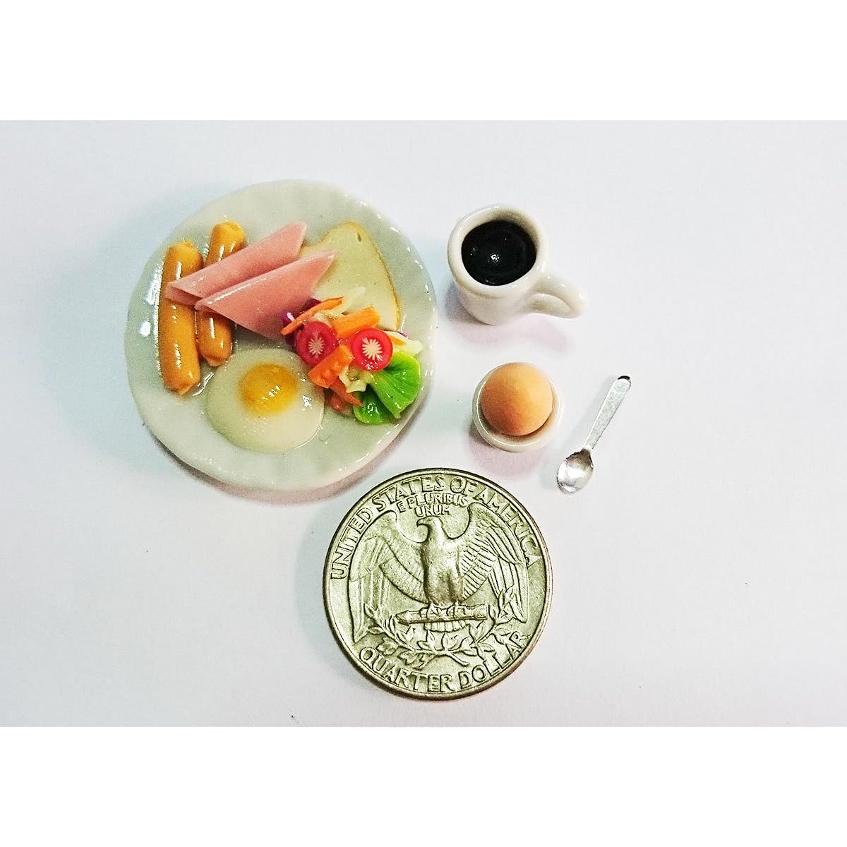 Thai Breakfast Egg & Coffee Dollhouse Miniature Food Small Food Doll Collectibles Doll Food