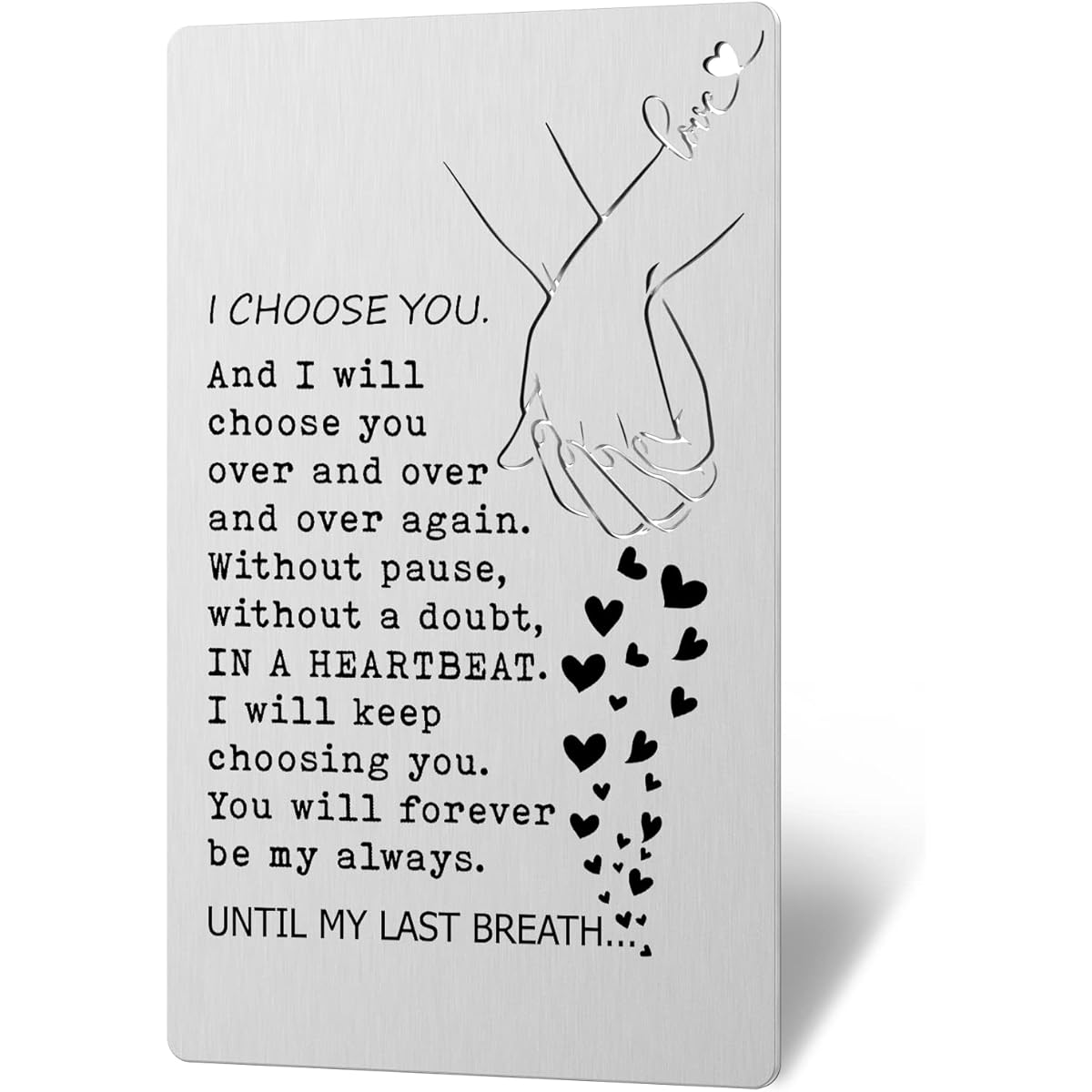 TRCENDE I Choose You Wallet Card Gift for Husband Gift for Groom Valentine's Anniversary Card for Him Gift for Husband Valentine's Day Card Gift for Boyfriend Gift for Husband (Silver) XCD4