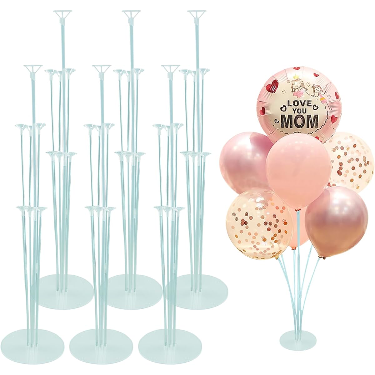 Table Balloon Stand 7 Sets Balloon Stick with Base Clear Table Balloon Centerpiece Stand Graduation Birthday Baby Shower Wedding Anniversary Party Decoration