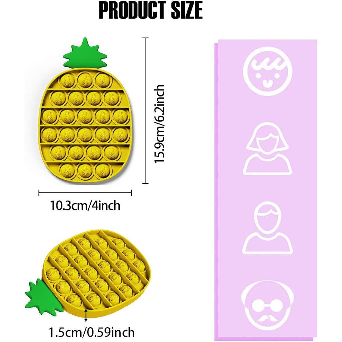 LAFUN Push Pop Pop Bubble Sensory Fidget Toy, Silicone Stress Relief Autism Special Needs Toy Squeeze Sensory Toy Anti Anxiety Tool Helps Emotional Recovery for Old and Young, Pineapple, Yellow