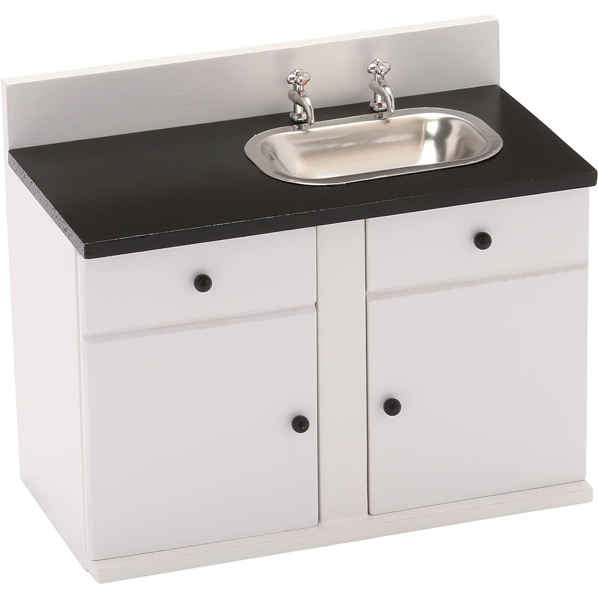 Dollhouse Kitchen Sink, Miniature Dollhouse Cabinet, Countertop, White 1/12 Scale