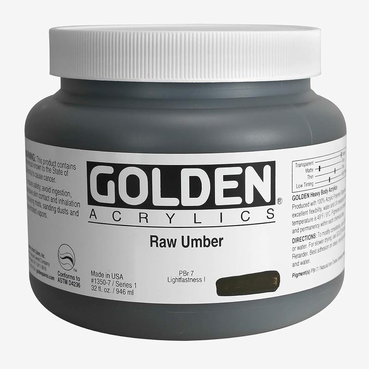 Golden Heavy Body Acrylic Raw Amber 32oz Bottle