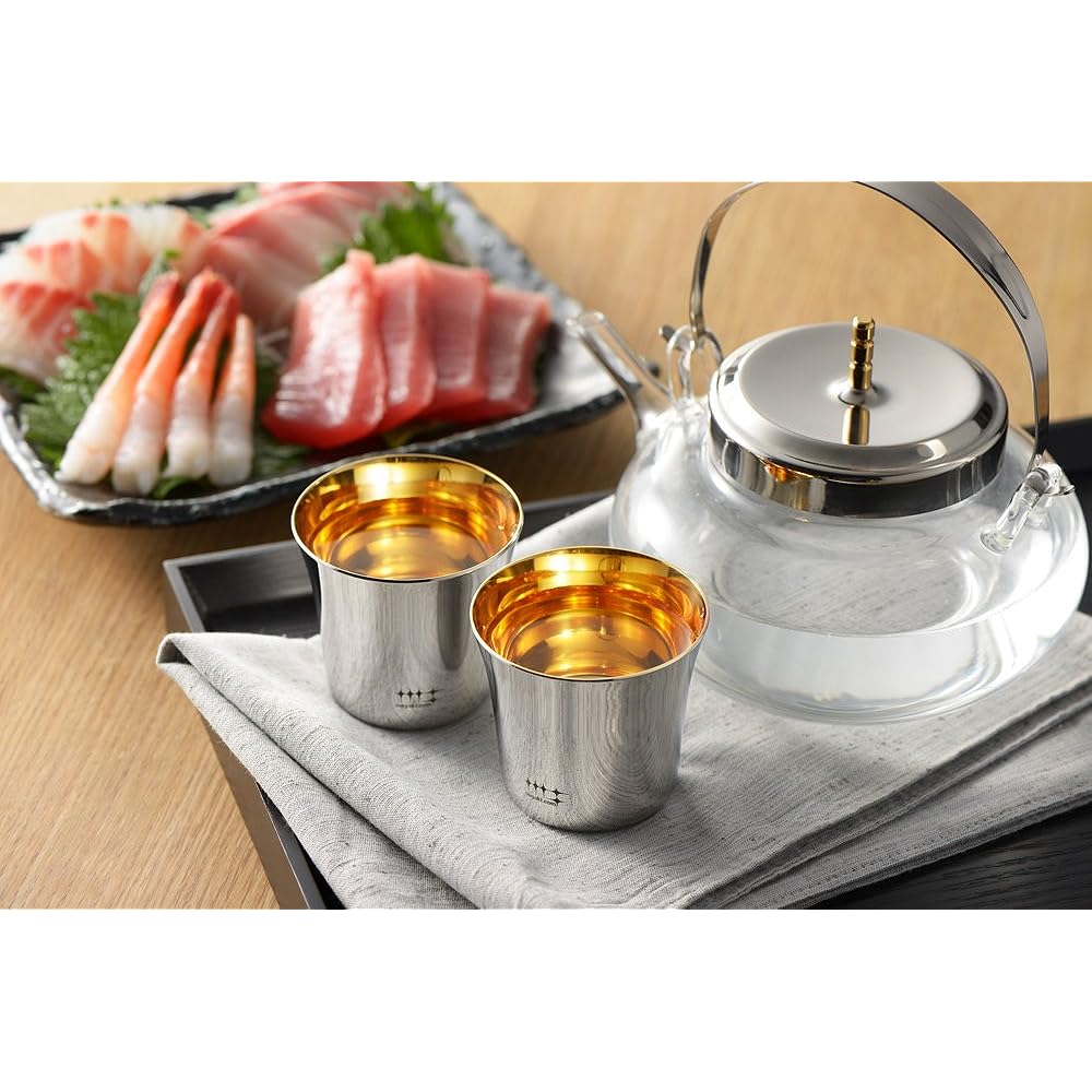 Yoshikawa Made in Japan Glass Cup Gold Plated Finish 100ml Shiniya Syndicate YJ2535 Set of 2