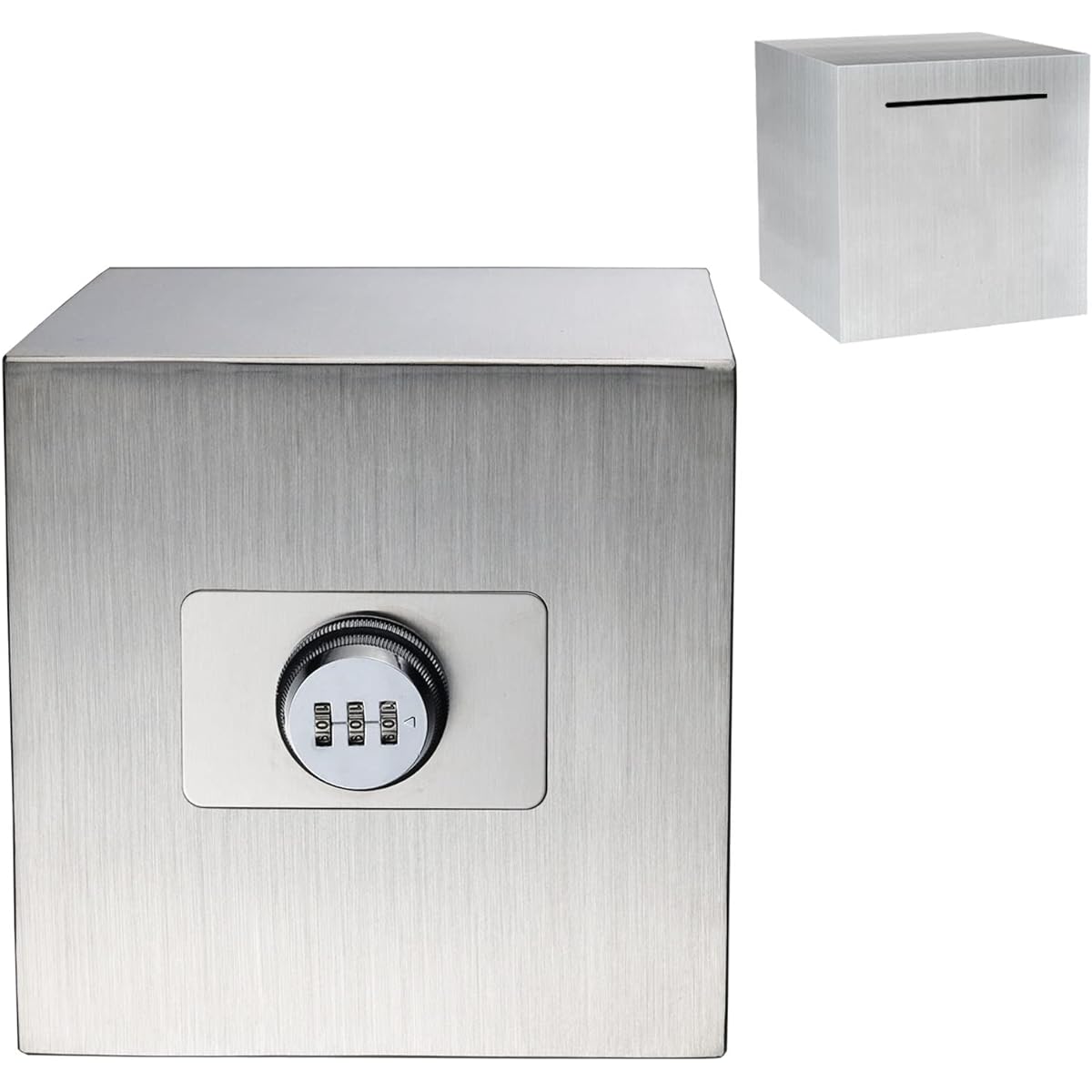 Piggy Bank Stainless Steel Maximum Safety Box Password Savings for Kids 5.9in Silver