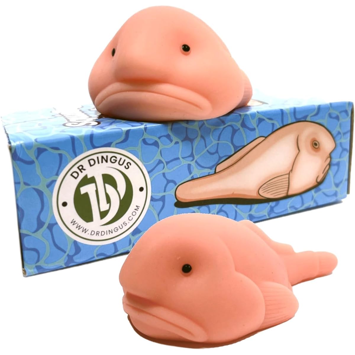 DR DINGUS Happy Blob Fish Squishy - 2 Pack - Happy Happy Squishy Fishy