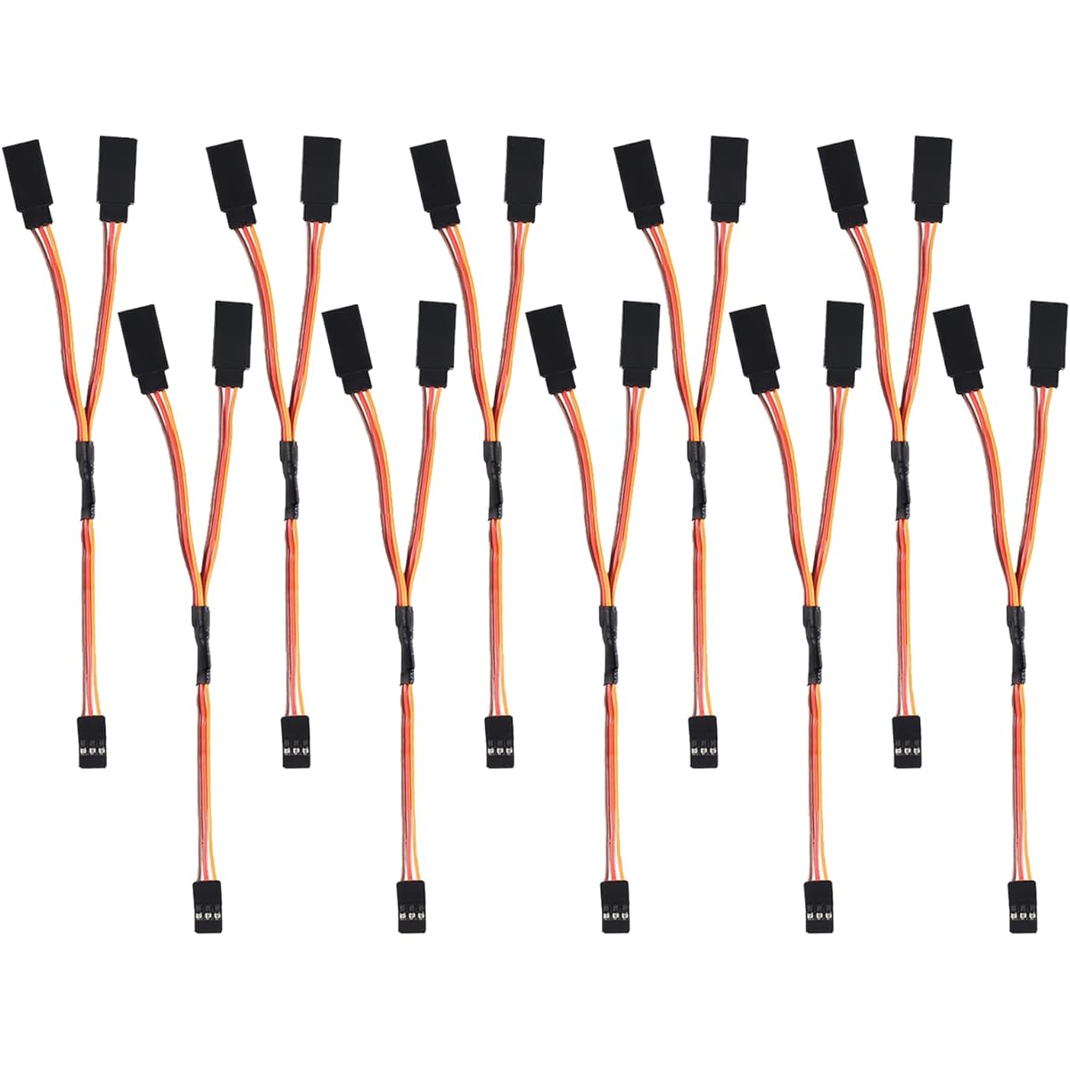 DIANN 10pcs 3 Pin JR Servo Extension Cable 1 JR Male to 2 Female JR Y Harness Servo Cable for RC Car Truck Airplane Servo Receiver Connection (10pcs Y Type)