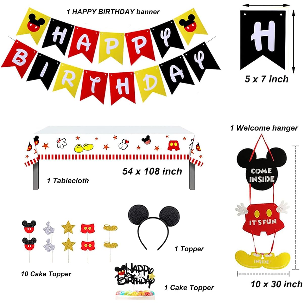 Dilyreke Mouse Themed Birthday Party Decorations for Boys 1st 2nd 3rd 4th 5th Birthday Party Supplies Banner and Balloon Set