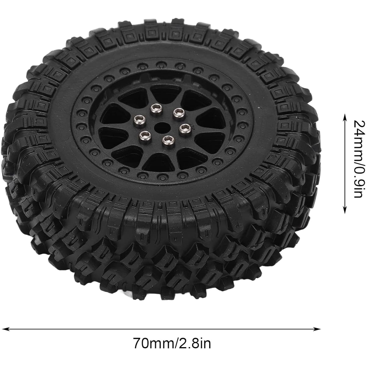 RiToEasysports RC Car Tires 4Pcs Rubber Tires Hex Wheel Rims for MN D90 D91 D99 D99S D86 RC Car Spare Upgrade Accessories (R789BL Black)