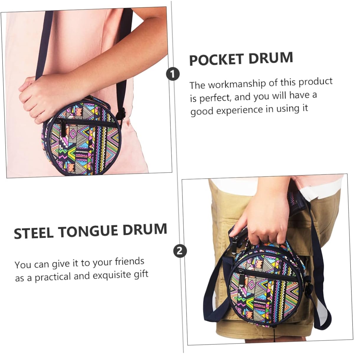VICASKY 3 Set Steel Tongue Drum Kids Musical Flower Tongue Drum Lotus Drum Pentatonic Drum Wood Pocket Drum Gift Choice