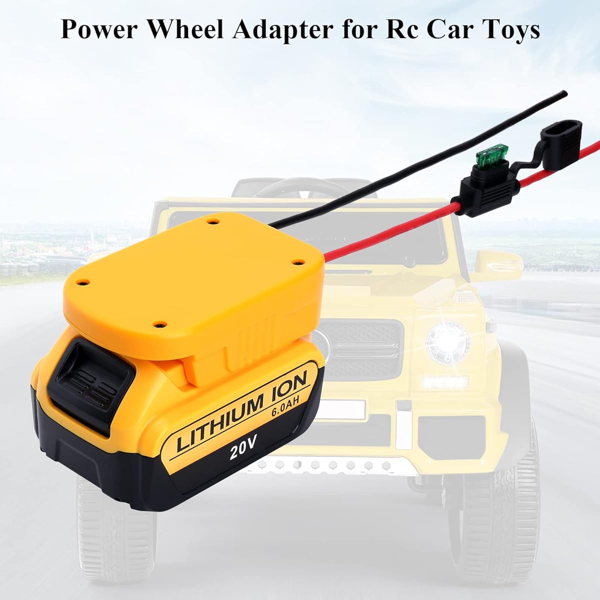 ELEFLY Power Wheel Adapter 2-Pack Dewalt 20V Battery DCB206 DCB204 Power Connector with Fuse & Wire Terminals for RC Car Toys Robotics RC Trucks