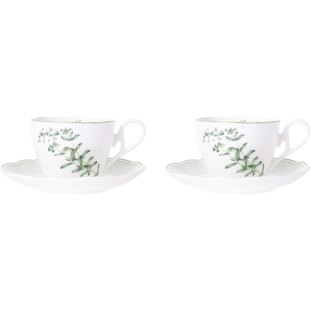 Noritake Cup & Saucer (Pair Set) (Coffee Tea) 250cc English Herbs Microwave Safe 2 Customer Time Bone China P97887/4942