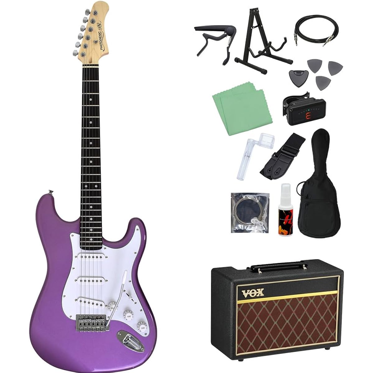 Photogenic ST-180 BGD Electric Guitar Beginner 14-piece Set [With VOX Amplifier] Stratocaster Type Photogenic