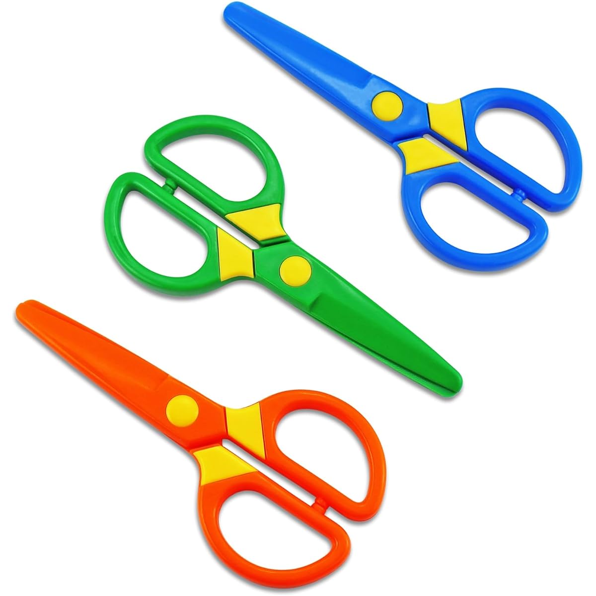 JIALEEY Plastic Child Safe Scissors Set, Toddler Training Scissors, Preschool Training Scissors, Kids Art Supplies (3 Pieces), Multicolor