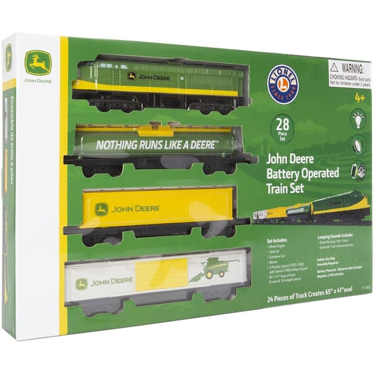 Lionel John Deere Miniature Ready-to-Play Set, Battery-Powered Model Train, Multicolor