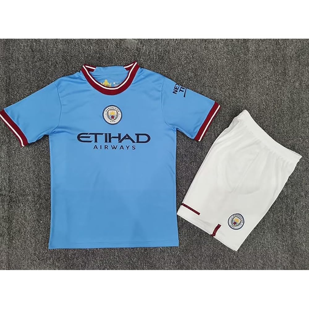 Kevin De Bruyne Soccer Uniform Manchester Uniform Home Uniform Number 17 Top and Bottom Set Children Adults Bring Your Own Socks Quick Dry Practice Wear Unofficial