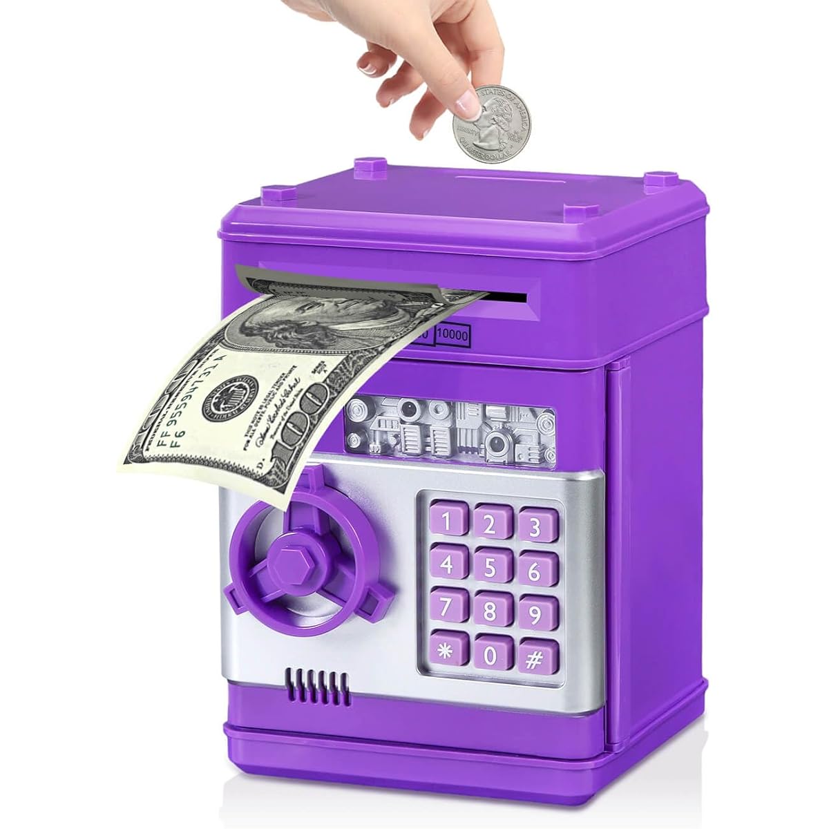 Piggy Bank Toy Gifts for 8 9 10 Year Old Girls Christmas Birthday Gifts 8-12 Year Olds Purple Piggy Bank for Girls 6-8-10 Years Old ATM Cash Coin Bank for Teen Girls 7-8-12 Years Old