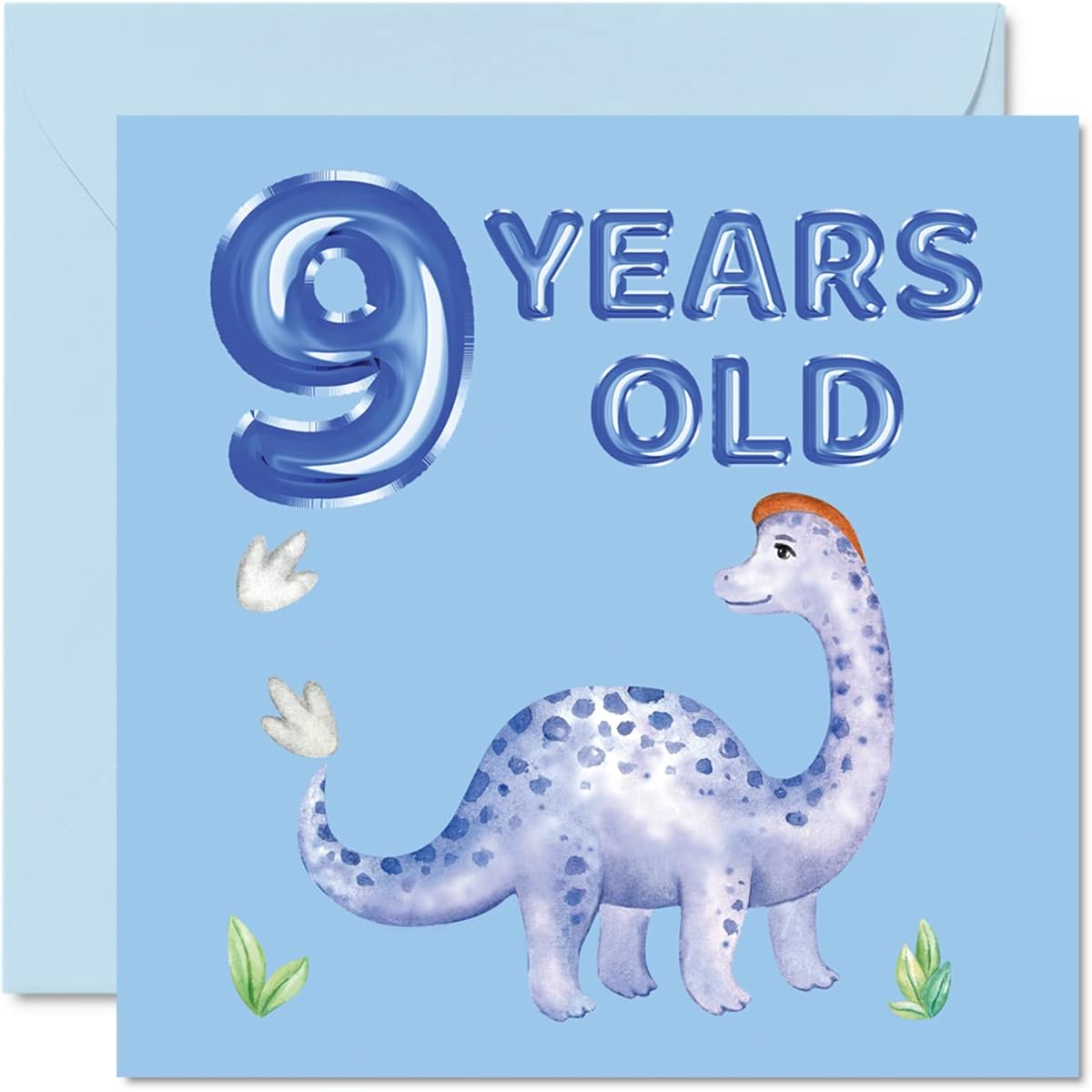Stuff4 9th Birthday Card - Dinosaurs and Balloons - Happy Birthday Card for 9 Year Old Boy, Boy Birthday Card 5.7 x 5.7 inches for Son, Nephew, Grandson, Kid, Child