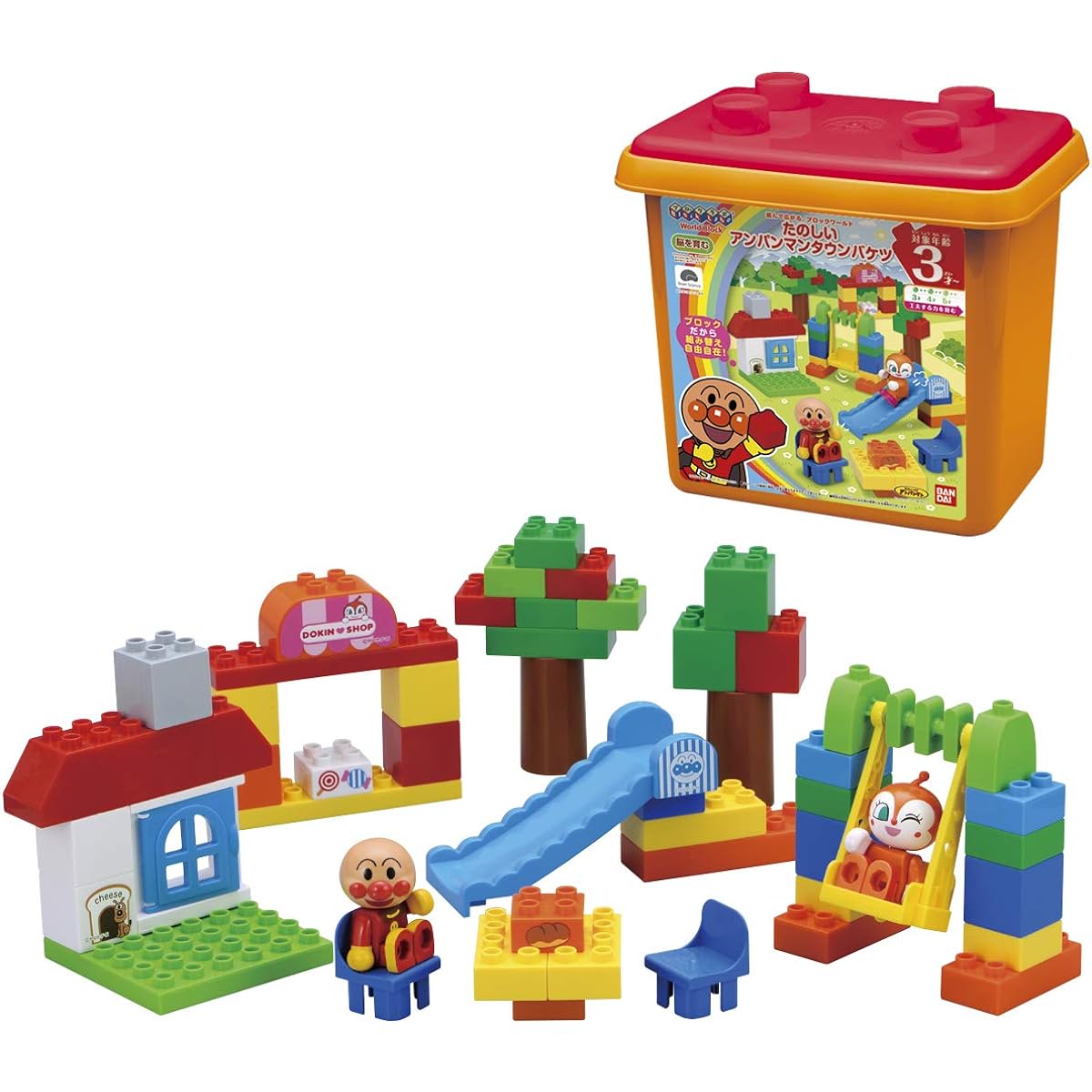 BlockLabo Block Labo Anpanman Fun Anpanman Town Bucket (Ages 3 and up)