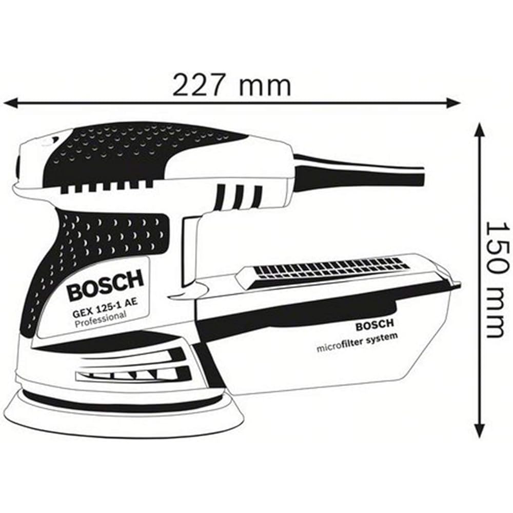 Bosch Professional (Bosch) Dust Suction Random Action Sander + Polishing Sponge Set GEX125-1AEJ2 Electric Sander Polishing Tool, Car Polishing, Polisher, Scale Removal, Mirror Polishing, Woodworking Grinding