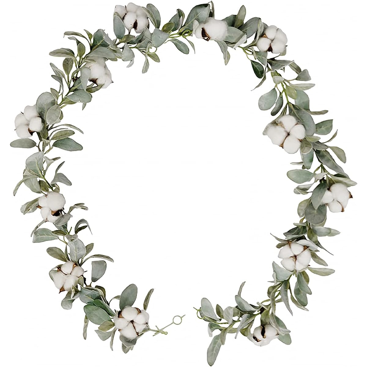 Rinlong Artificial Sheep Ear Greenery Garland Faux Cotton Eucalyptus Hanging Leaf Farmhouse Garland Greenery Vine Table Wedding Thanksgiving Fall DIY Wreath Neutral Decor