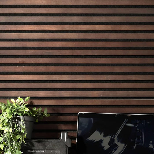 Wood panel, sound-absorbing board, sound-absorbing panel, sound-absorbing material, acoustic material, wall material, natural wood, dark brown, sotto, set of 6 CSZ