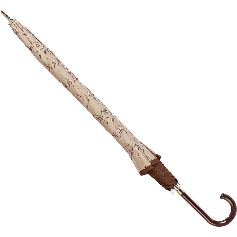 [Cocochi] MOONBAT Monogram Women's Umbrella, Rain Umbrella, Long Umbrella, Sunny and Rainy Umbrella, Women's Gift, 10666 [UV Shielding, Light Shielding, Heat Shielding Effect, Super Water Repellent, Lightweight] 21-353-10666-00 Brown, Rib Length: Approx.