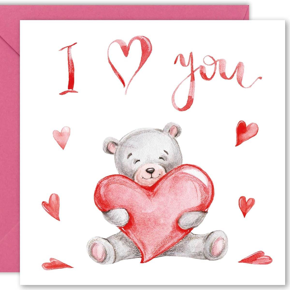 Cult Kitty - I Love You Bear - Birthday Cards for Her - Anniversary Cards - Birthday Cards for Daughter Birthday Cards for Son - Cute Cards for Friends and Family