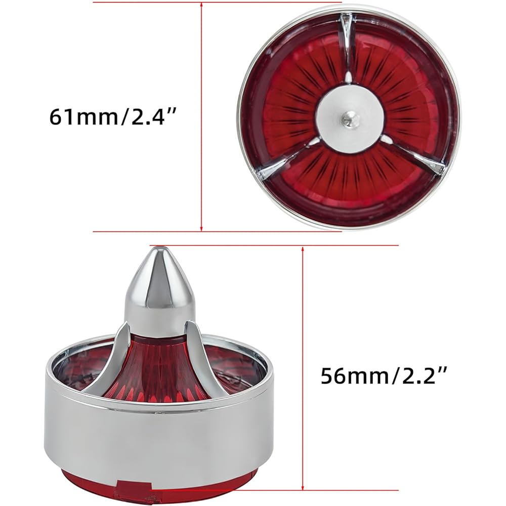 FATECIM 2X Bullet Turn Signal Light Turbine Replacement Red Lens Cover Softail Street Road Glide Fatboy Sportster Dyna Deluxe Bikes Snap On repl.OEM# 68973-00 Chrome Bezel