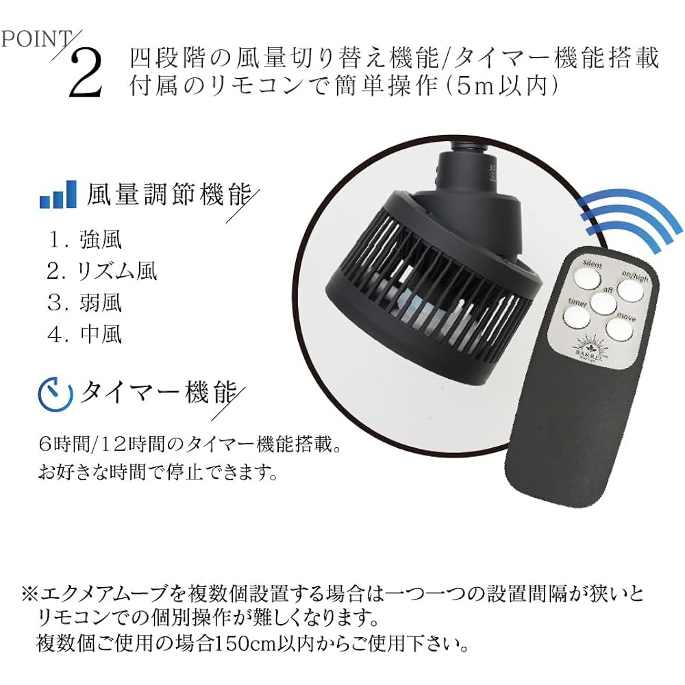 BARREL Authorized Dealer [AECHMEA MOVE] (AECHMEA MOVE) White Small Blower Oscillating Fan with Remote Control and Timer Function for Plant Cultivation