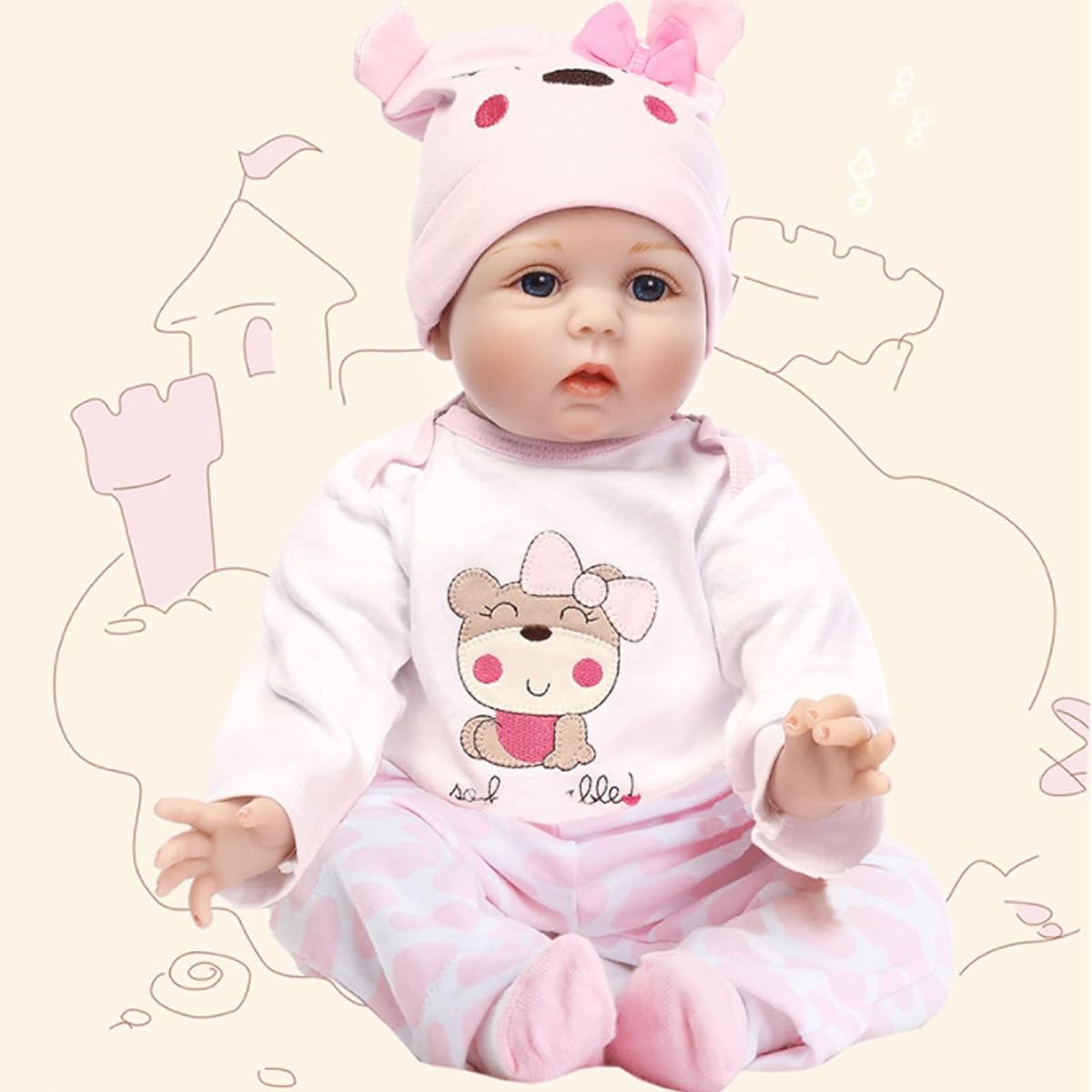 Reborn Doll 55cm/22in,Reborn Doll Girl Looks Real Baby Doll,Handmade Realistic Doll,Pretty Newborn Reborn Doll Toy Gift