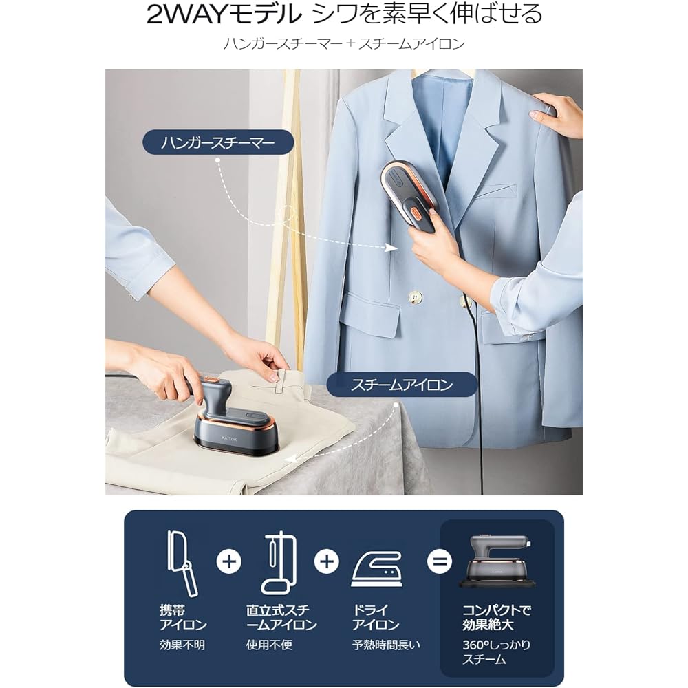 Iron Steam Iron, (2024 New Type, Dry Iron Function, Foldable), Clothes Steamer, Shorter Wrinkles, 15 Seconds to Get Up, Handy Iron, 360° Continuous Steam, Powerful, 180° Adjustment, Hanger Steamer,
