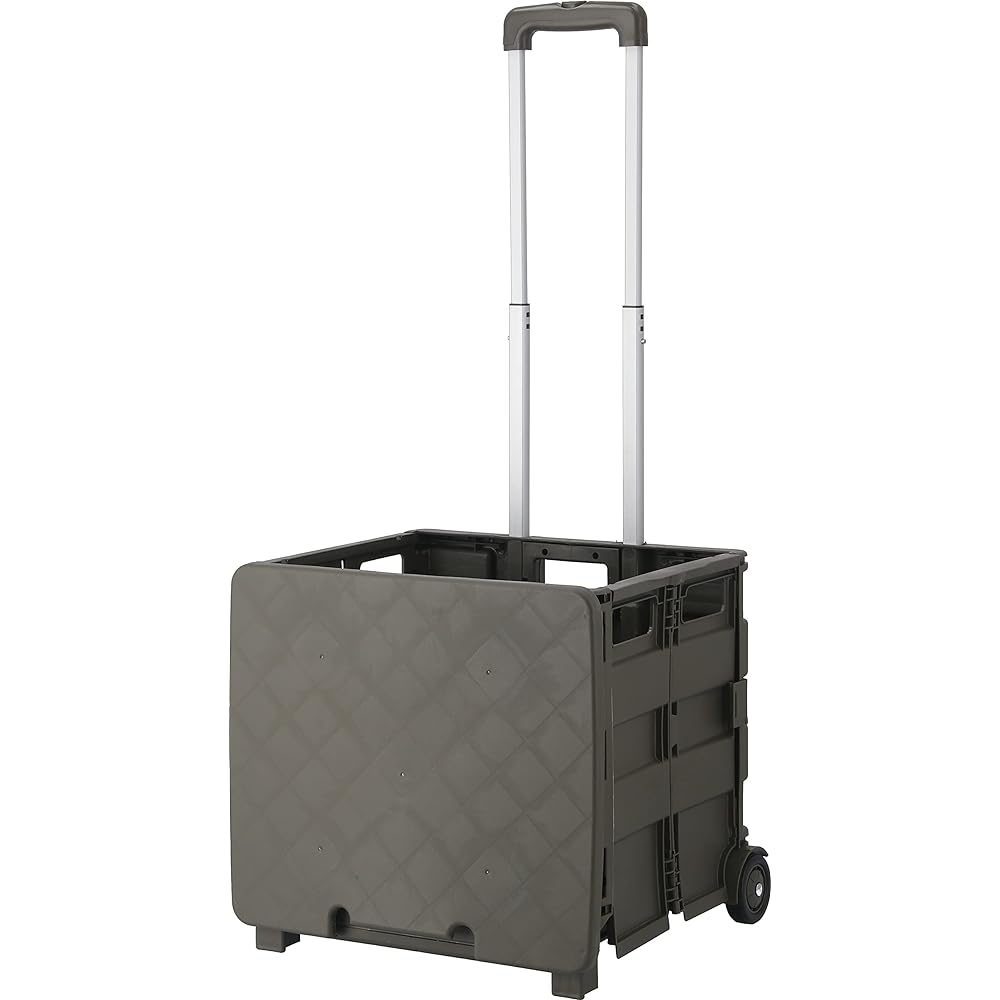 Fuji Boeki Carry Cart Folding Shopping Cart Width 45 x Depth 38 x Height 99cm Khaki Outdoor Compact with Lid Load Capacity 30kg 86442