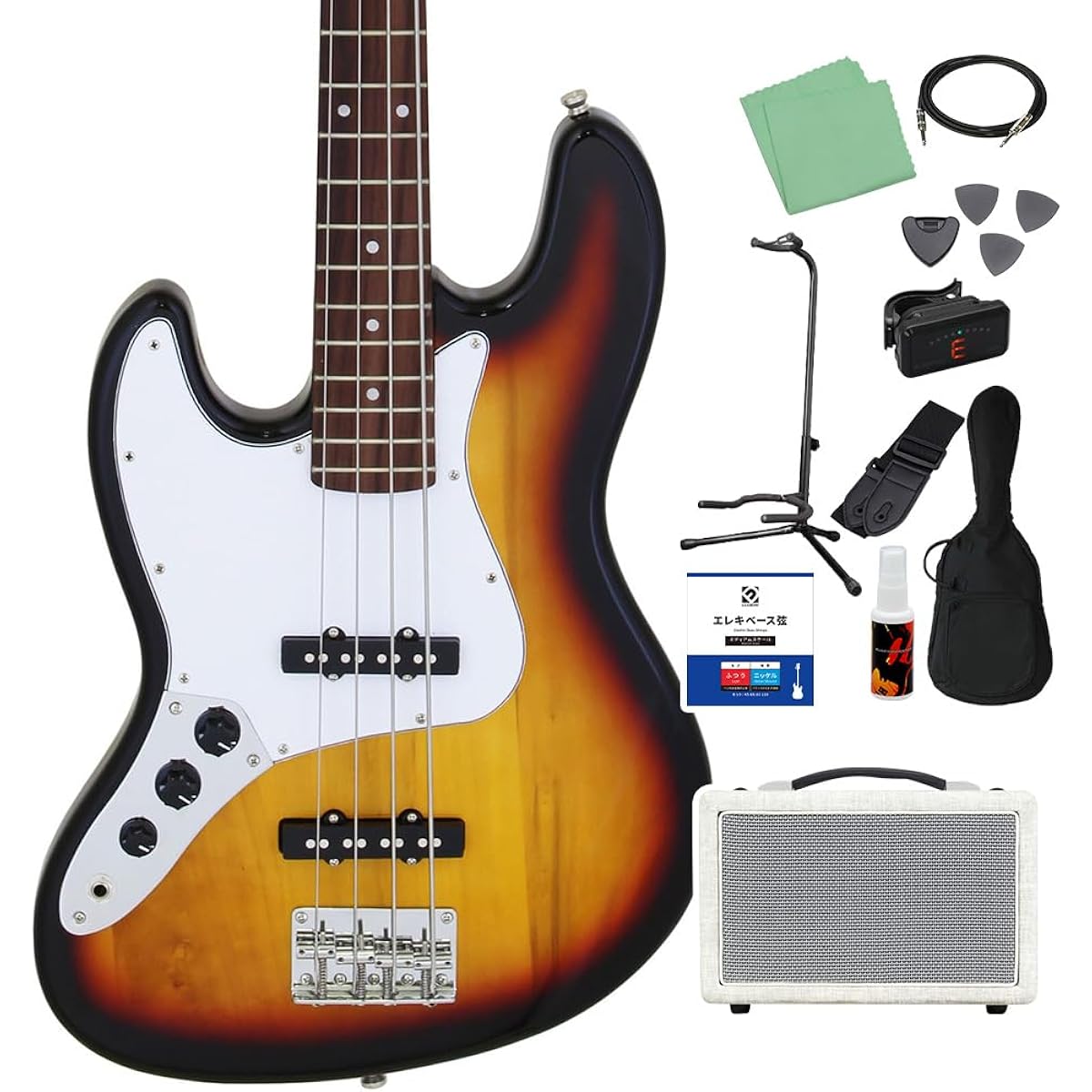 LEGEND LJB-Z L/H 3 Tone Sunburst Bass Beginner 12-piece Set [Shimamura Music's best-selling bass amp included] Jazz bass type Left-handed Legend