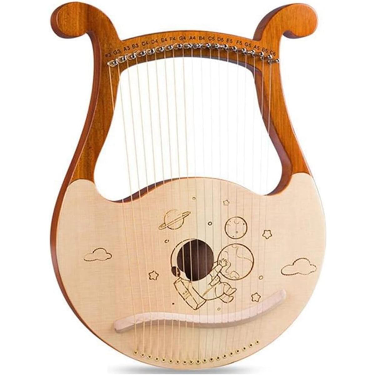 WowZza 19 String Lyre Harp Portable Harp with Extra Strings Tuning Lever Harp Instrument for Beginners