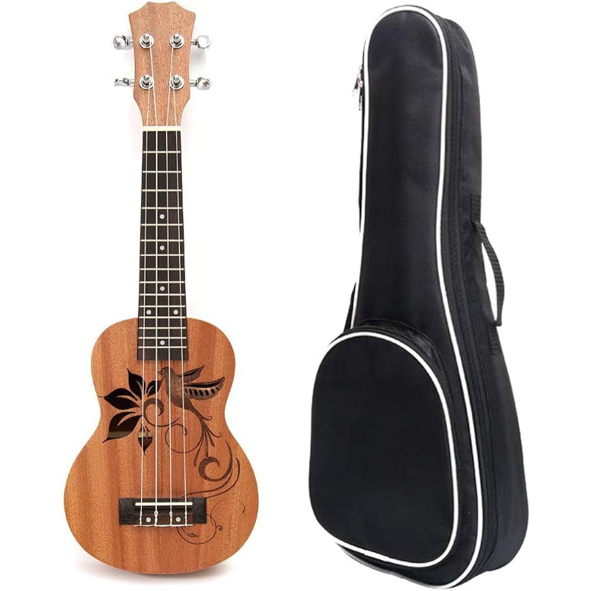 Ukulele 21 Inch Mini Wood Traditional Soprano Ukulele Uke Hawaii Kids Small Guitar with Gig Bag Kids Student Beginner Musical Instrument Gift Ukulele Sopra (Color: Wood, Size: 21 inches)