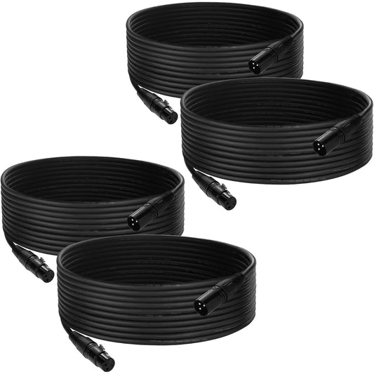 25ft Flexible DMX Cable 4 Pack 3 Pin Signal XLR Male to Female DMX Cable Wire for Stage Lighting Signal XLR Connection Stage Light Cable for Moving Head Lights Input & Output