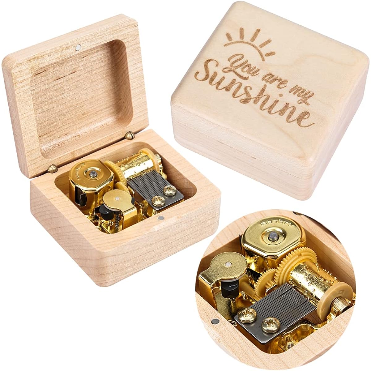 KKTOHAY You are My Sunshine Maple Music Box for Birthday/Christmas/Anniversary/Wedding/Valentine's Day/Mother's Day