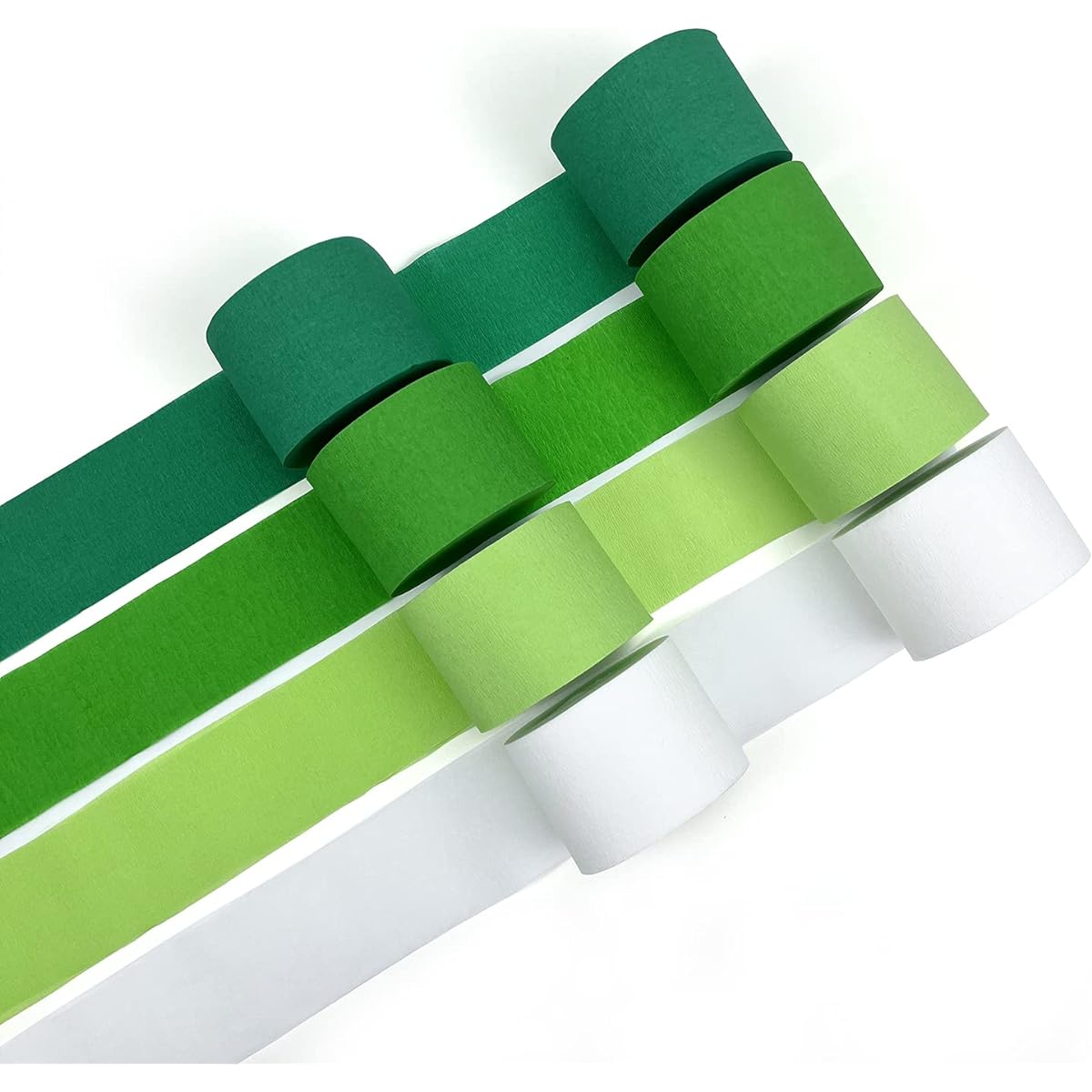 Green Crepe Paper Streamers, 8 Rolls, 68 Feet, Crepe Paper Decorations for Birthday Parties, Baby Showers, Reunions (Green Gradient)