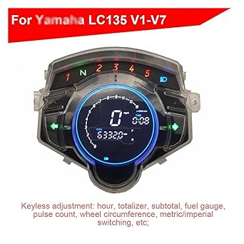 LED Indicator Odometer Fits for LC135 V2 V3 V4 V5 V6 V7 Digital Gauge Instrument LCD Display Motorcycle Speedometer 10V-15V Electronic RPM Indicator