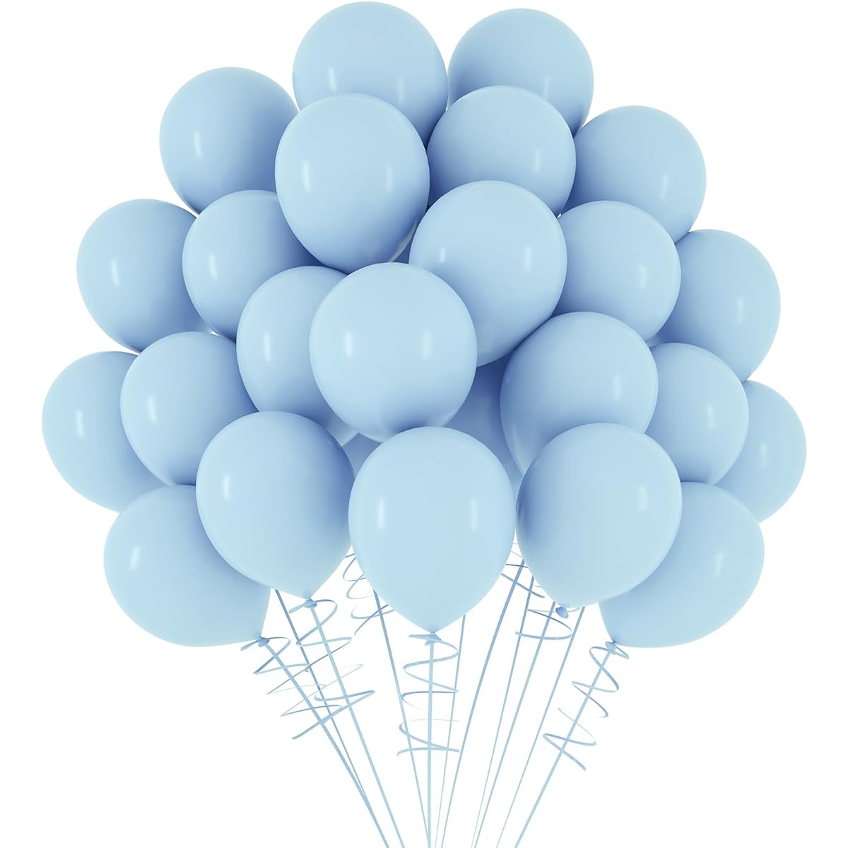 RUBFAC Pastel Blue Balloons 70 Pieces 5 Inch Baby Blue Balloons and Ribbons Thick Latex Balloons for Birthday Wedding Baby Shower Graduation Anniversary Party Decoration